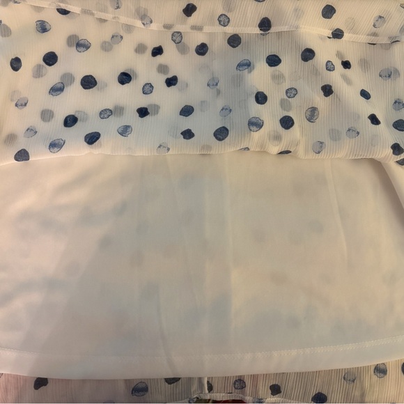 DKNY spring summer dress, white with blue dots, belted , full skirt, lined. SZ12 - Picture 9 of 12